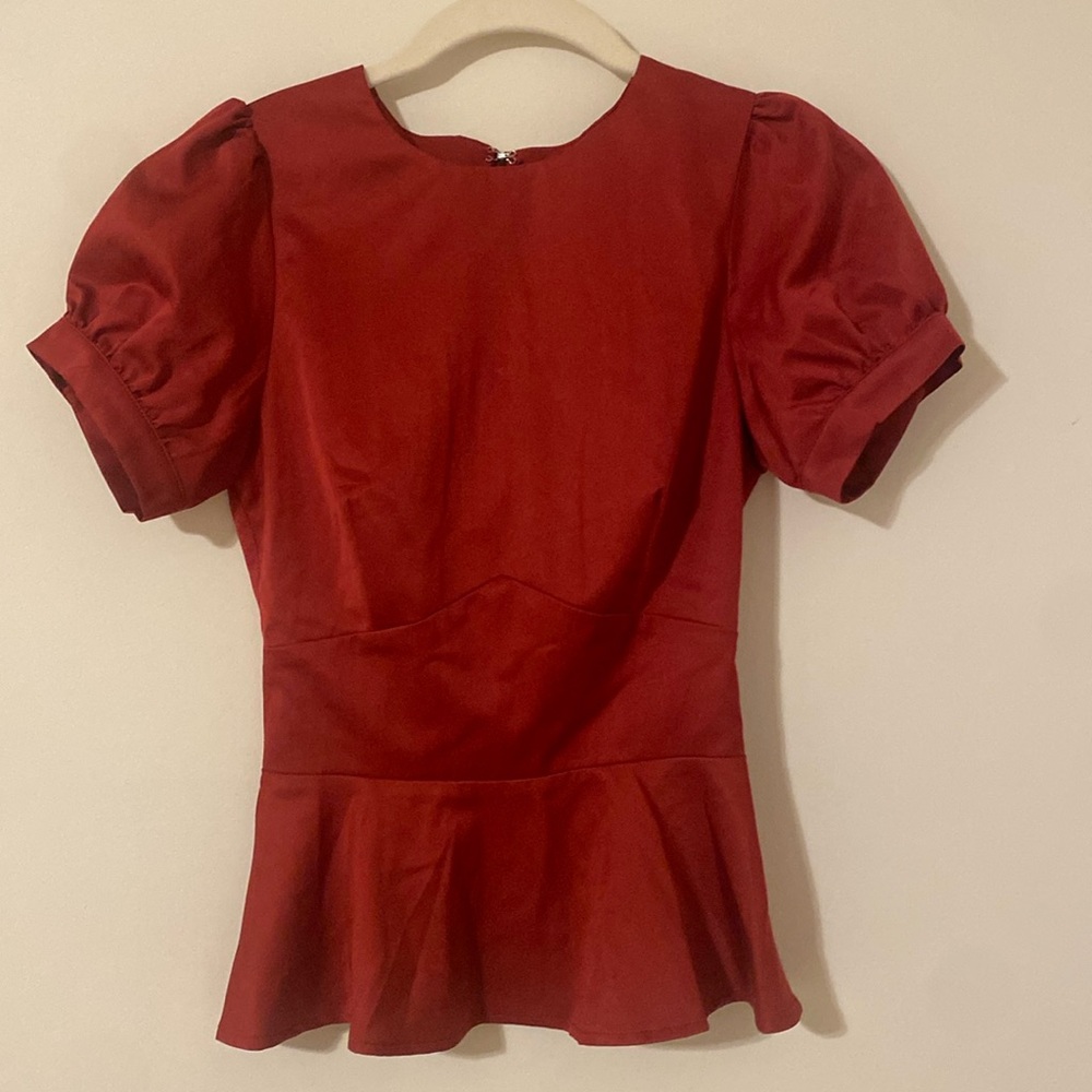 Burgundy Peplum Blouse by Collectif x Modcloth - Size 0 - NWOT